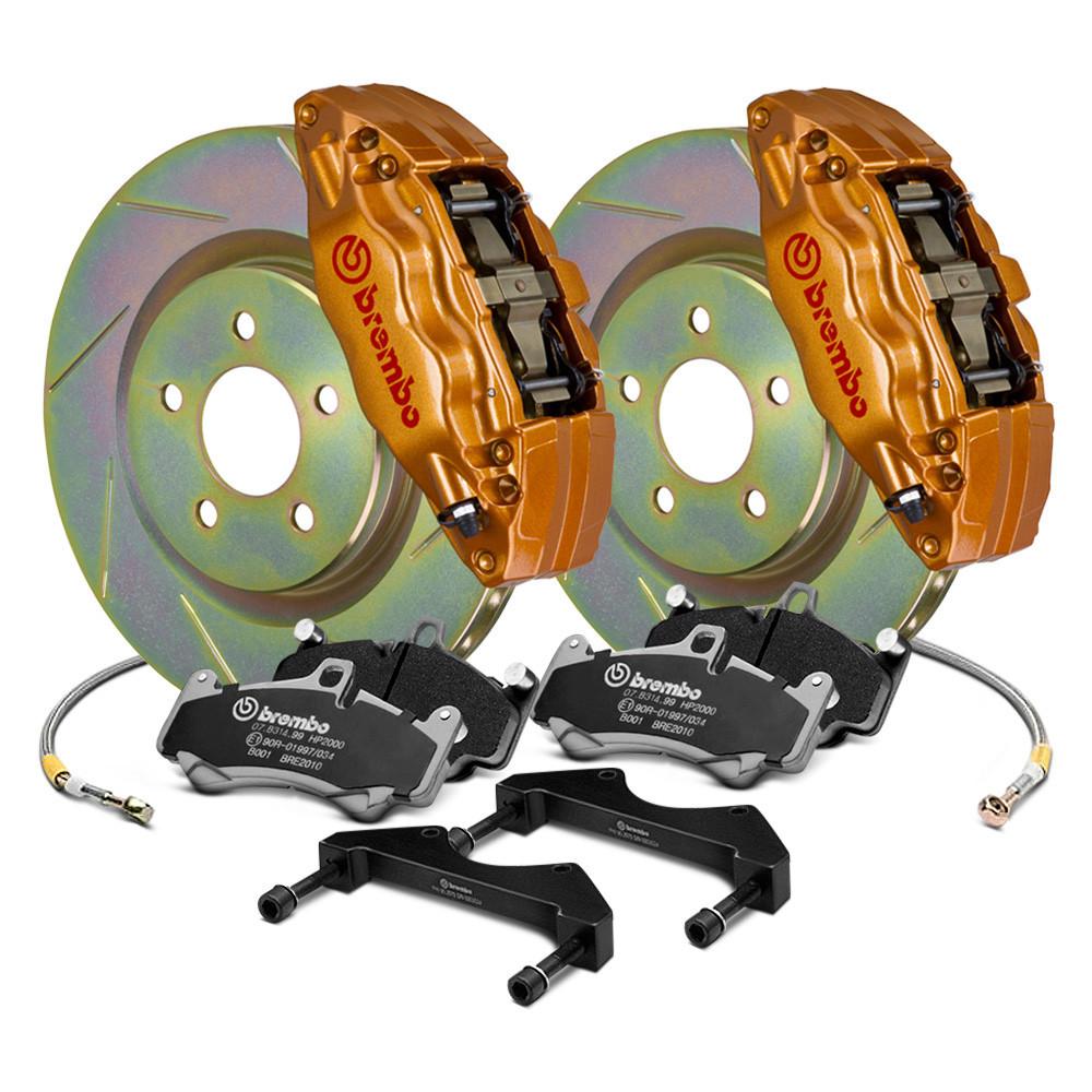 Brembo 15-21 WRX (VA) Front GT BBK 4 Piston Cast 2pc 326 x30 1pc Rotor Slotted Type-1 - Gold
