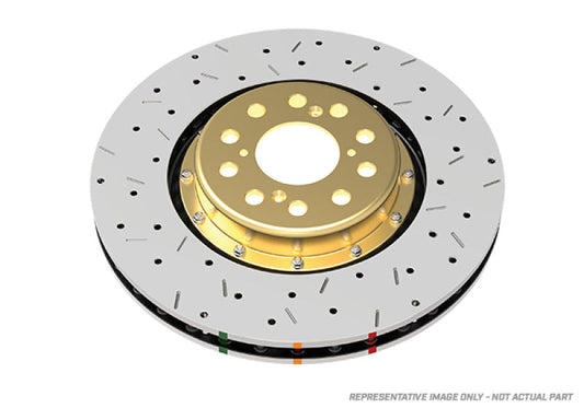 DBA 09+ Nissan GTR R-35 Front Drilled & Slotted 5000 Series 2 Piece Rotor Assembled w/ Black Hat (Av
