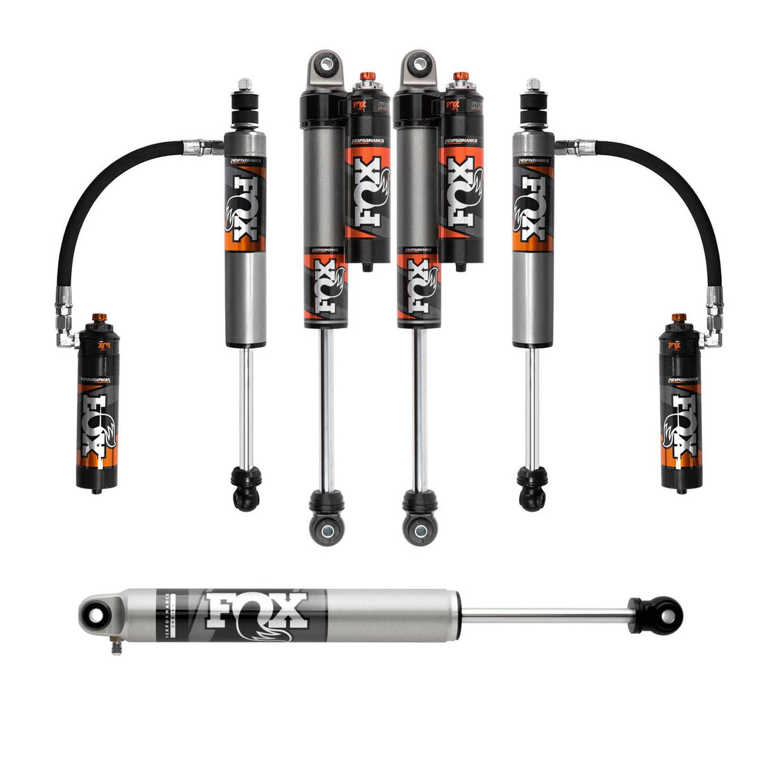 FOX 2.5 Perf Elite Adj. w/ Reservoir Shocks Set w/0-1.5" lift - 2017-2023 Ford F-250 Super Duty 4WD