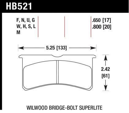 Hawk HP Plus Rear Brake Pads | Wilwood Bridge-Bolt Superlite (HB521N.800)