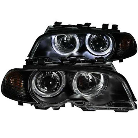 ANZO 2000-2003 BMW 3 Series E46 Projector Headlights w/ Halo Black