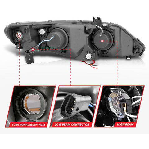 ANZO 2006-2011 Honda Civic Projector Headlights w/ Halo Black (CCFL)