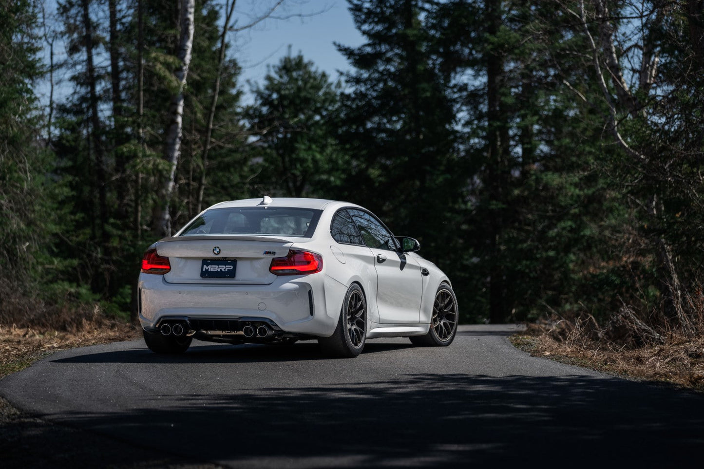 MBRP Stainless Steel 3" Resonator-Back - Quad Outlet w/ Carbon Fiber Tips | 2019-2021 BMW M2 (S45023CF)