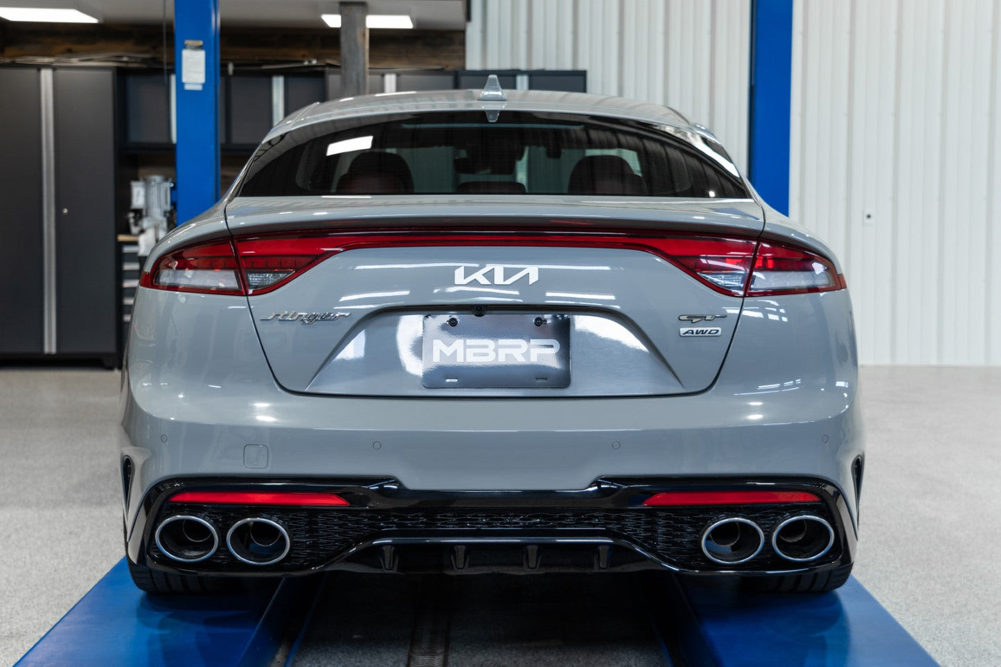 MBRP 2022 Kia Stinger 3.3L T304 SS Cat-Back Exhaust- Dual Split Rear Quad Outlet Uses Factory Bezels