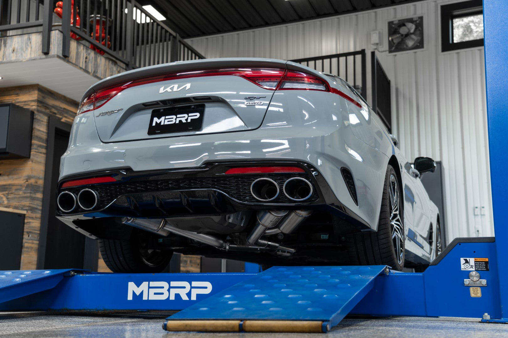 MBRP 2022 Kia Stinger 3.3L T304 SS Cat-Back Exhaust- Dual Split Rear Quad Outlet Uses Factory Bezels