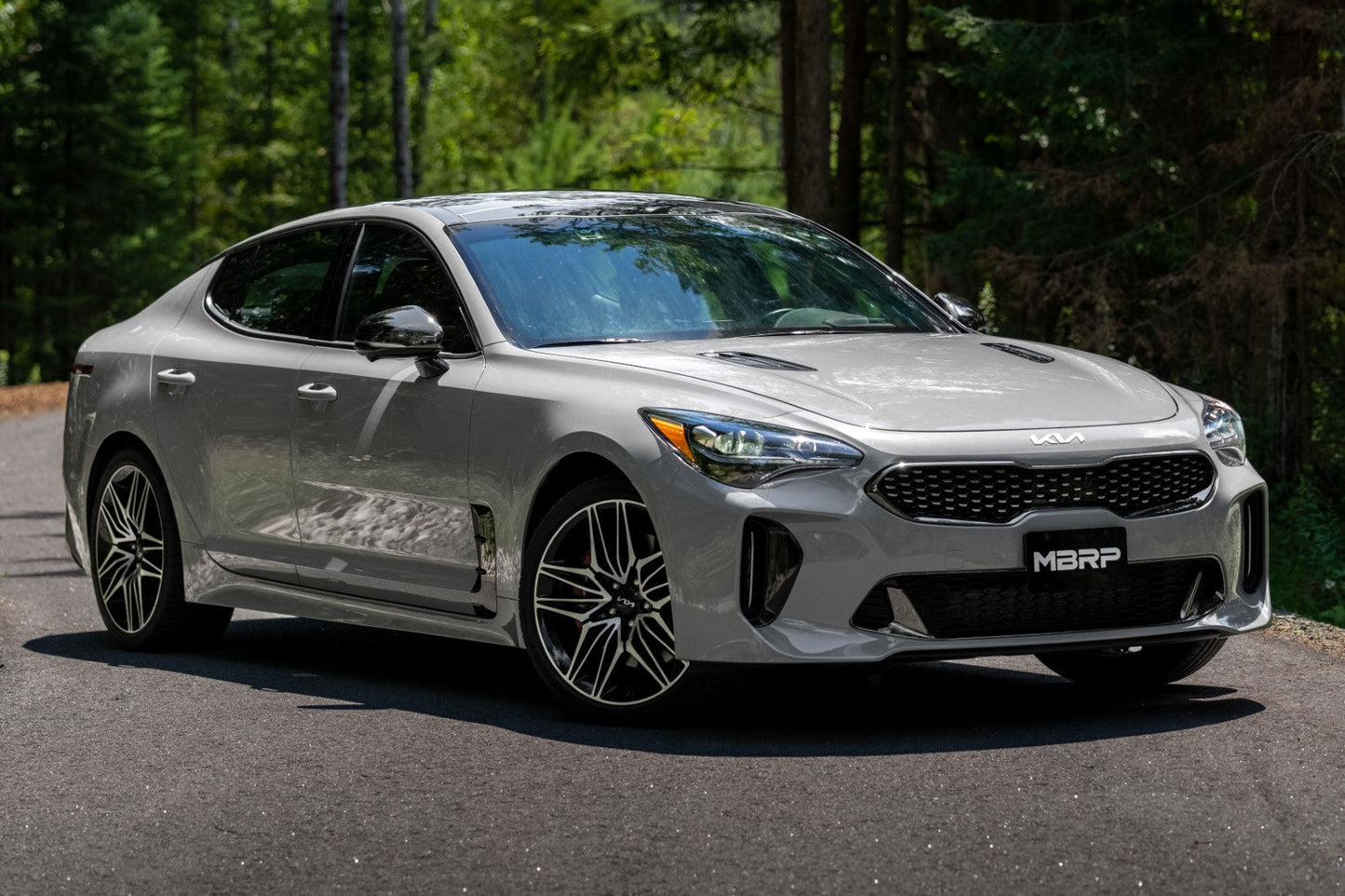 MBRP 2022 Kia Stinger 3.3L T304 SS Cat-Back Exhaust- Dual Split Rear Quad Outlet Uses Factory Bezels