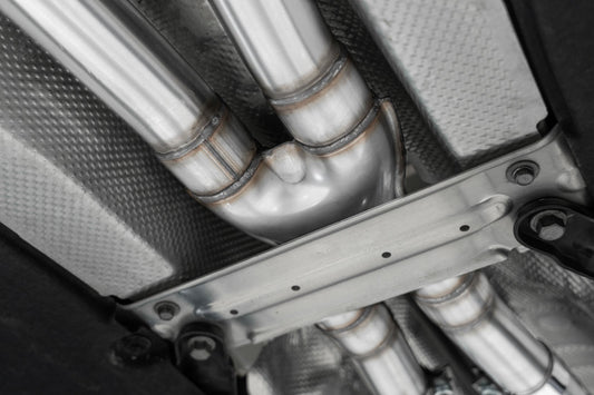 MBRP 2022 Kia Stinger 3.3L T304 SS Cat-Back Exhaust- Dual Split Rear Quad Outlet Uses Factory Bezels
