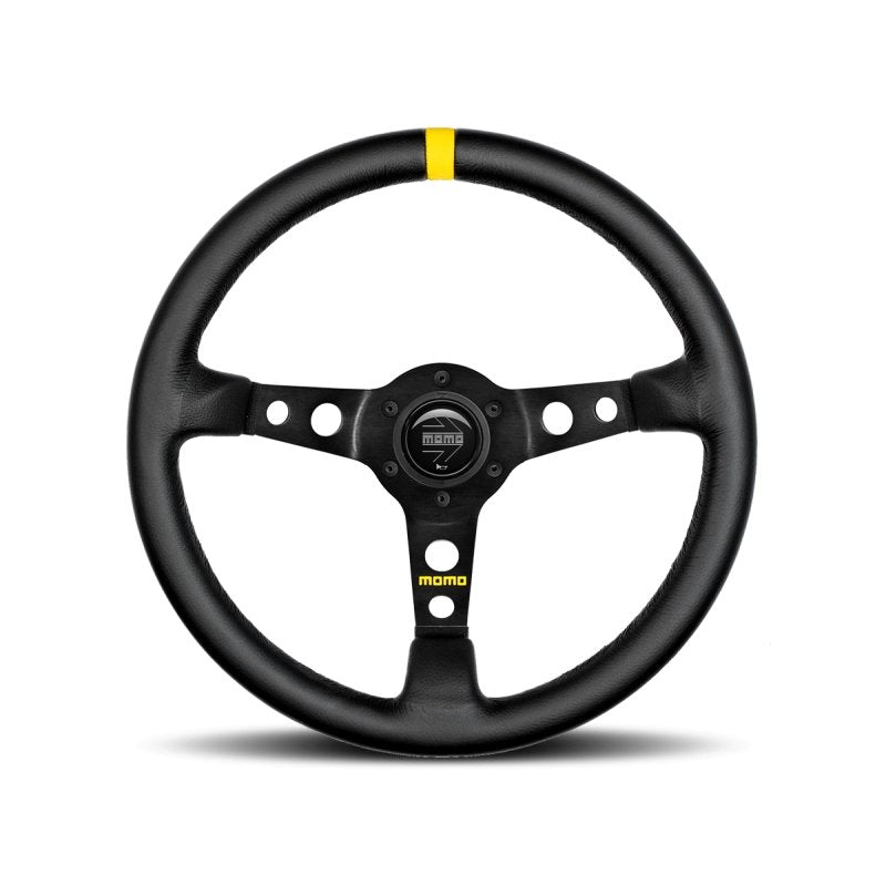 Momo MOD07 Steering Wheel 350 mm - Black Leather/Black Spokes/1 Stripe