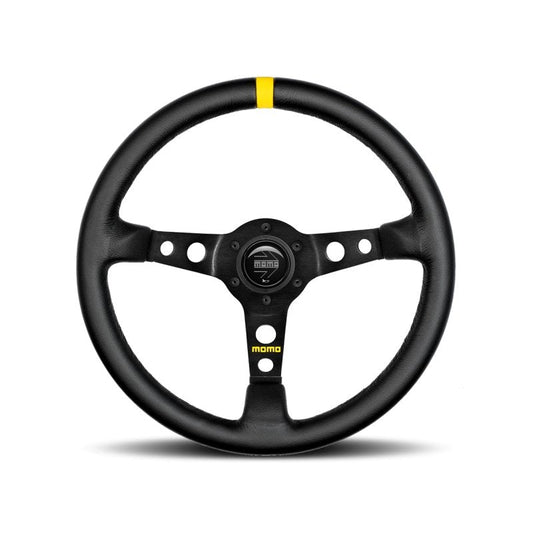 Momo MOD07 Steering Wheel 350 mm - Black Leather/Black Spokes/1 Stripe