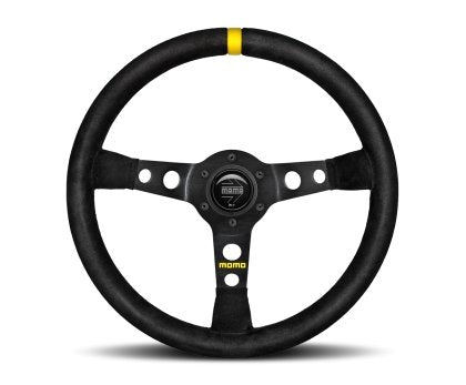 Momo MOD07 Steering Wheel 350 mm - Black Suede/Black Spokes/1 Stripe
