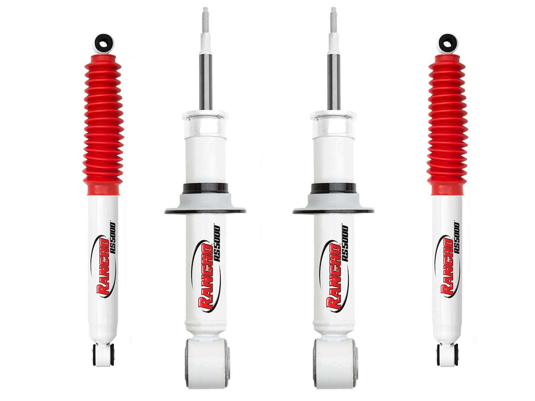 Rancho RS5000X Gas Strut & Shocks Set w/0" lift - 1998-2015 Toyota Tacoma Prerunner RWD