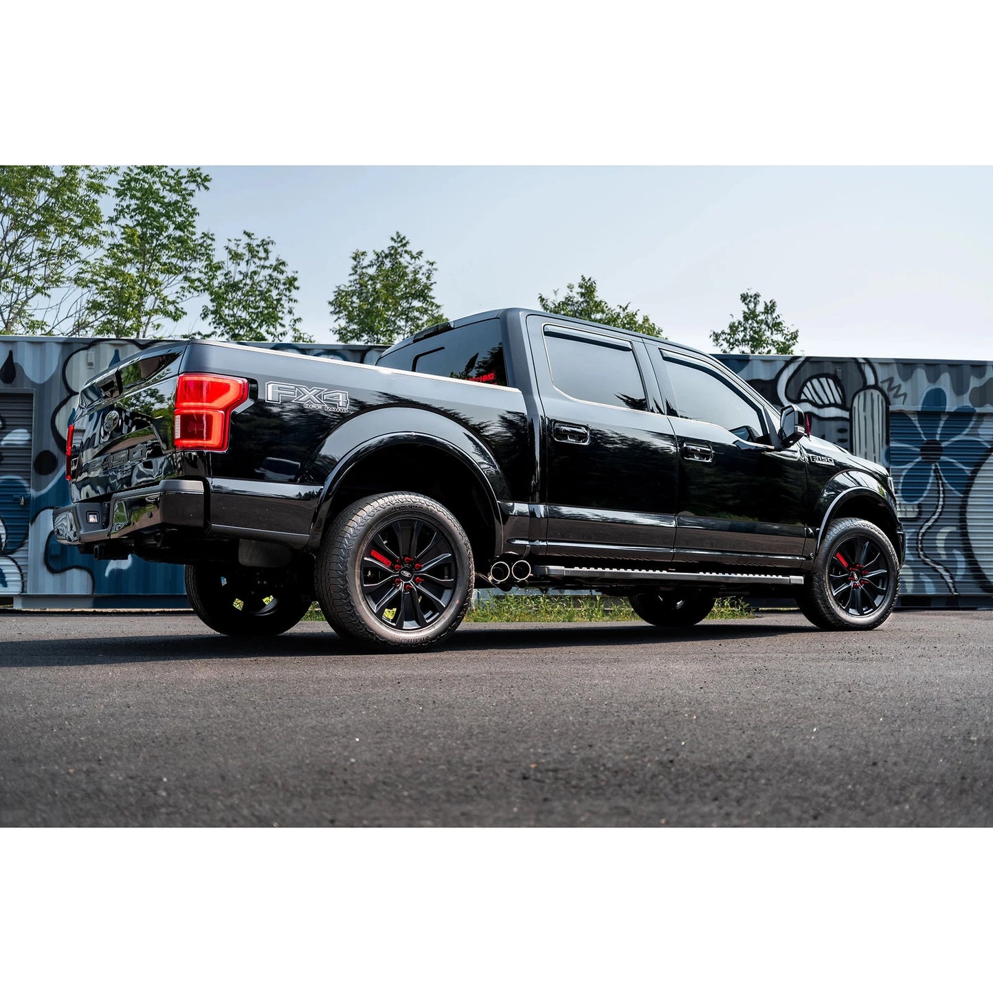 MBRP 15-20 Ford F150 Pre-Axle 4in OD Tips Dual Outlet 3in Black Coated Cat Back Exhaust