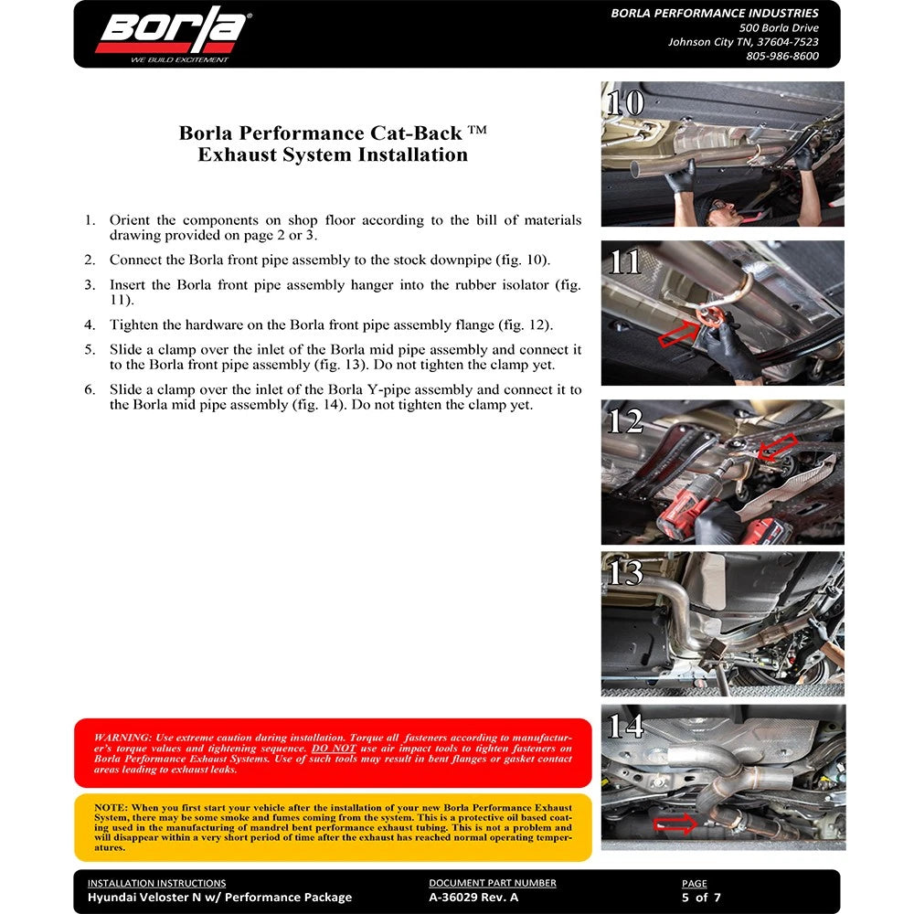 Borla 19-20 Hyundai Veloster N 2.0L I4 MT FWD 2DR 3in ATAK CatBack Exhaust w/ Black Chrome Tips