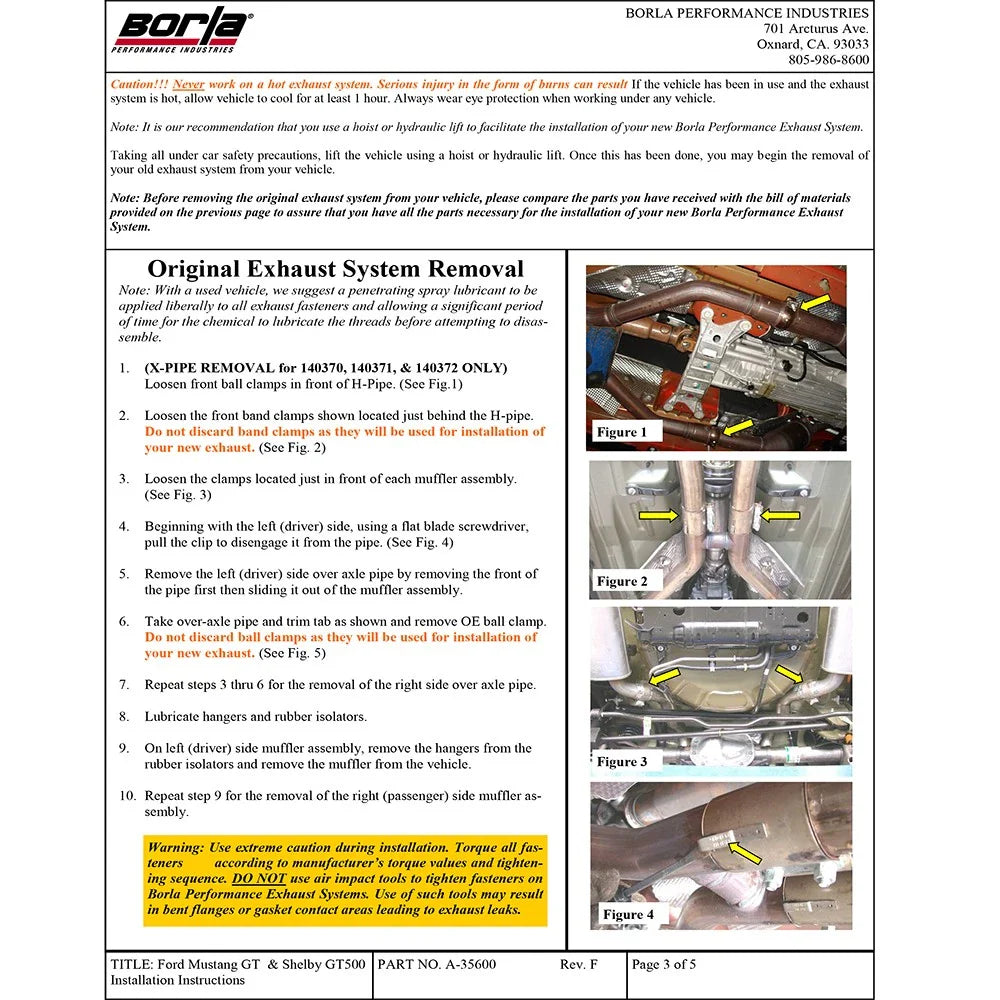 Borla 2011-2012 Mustang GT 5.0L 8cyl 6spd RWD Aggressive ATAK Catback Exhaust