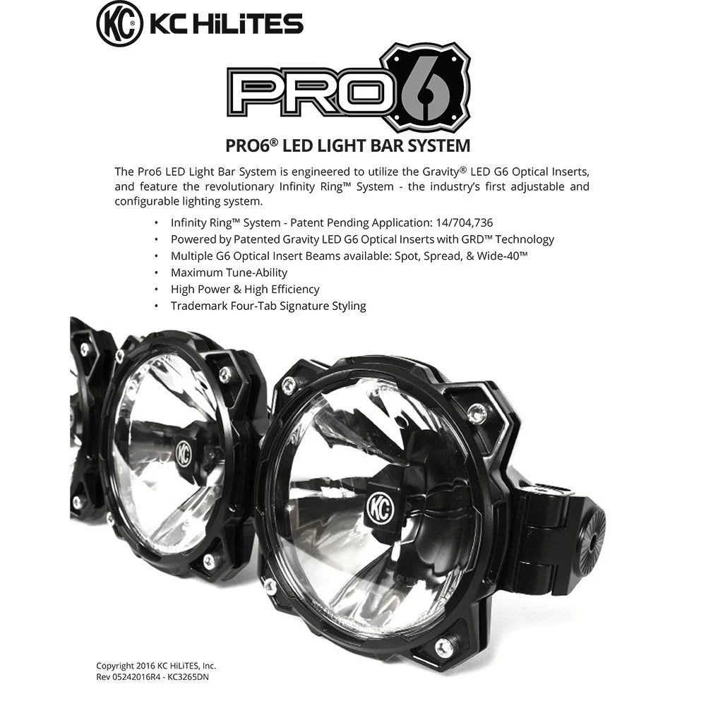 KC HiLiTES Universal 50in. Pro6 Gravity LED 8-Light 160w Combo Beam Light Bar (No Mount)