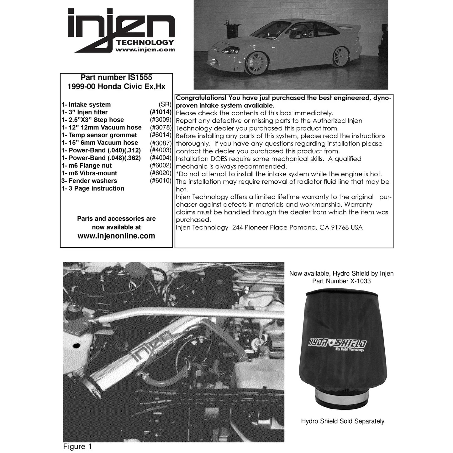 Injen 99-00 Civic Ex Hx EL(Canada) Polished Short Ram Intake
