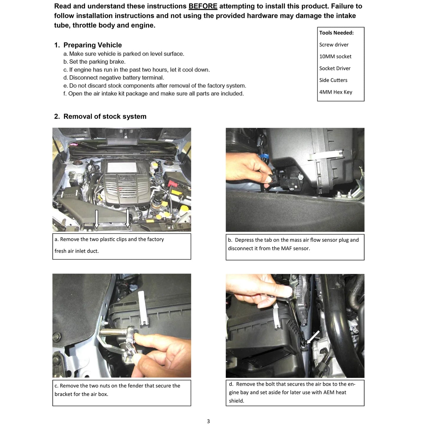 AEM 2015 Subaru WRX 2.0L H4 F/I - Cold Air Intake System