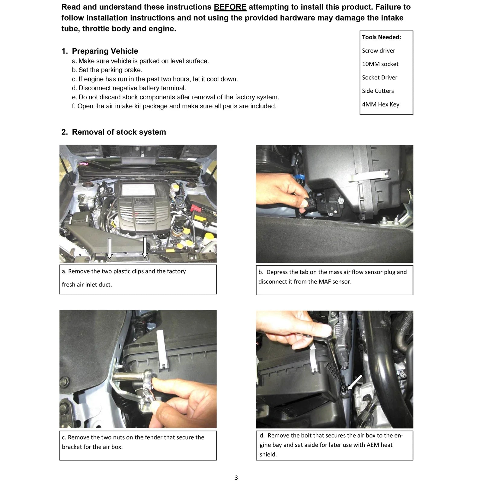 AEM 2015 Subaru WRX 2.0L H4 F/I - Cold Air Intake System