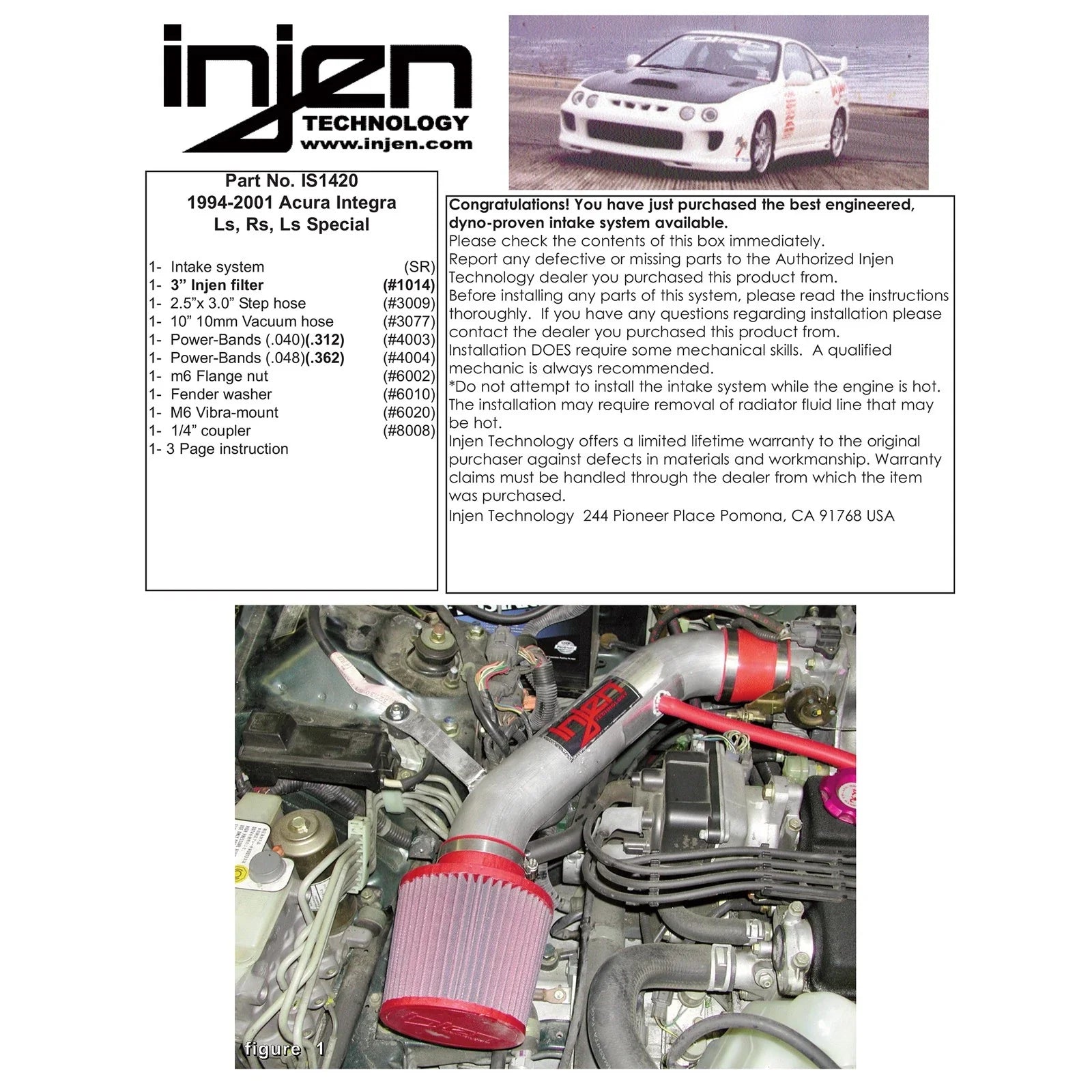 Injen 94-01 Integra Ls Ls Special RS Polished Short Ram Intake