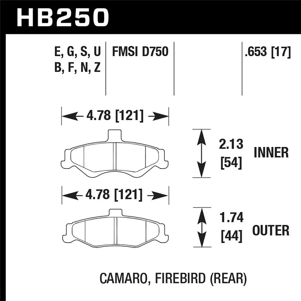 Hawk 98-02 Chevrolet Camaro 5.7L/3.8L / 98-02 Pontiac Firebird 5.7L/3.8L  HPS Street Rear Brake Pads