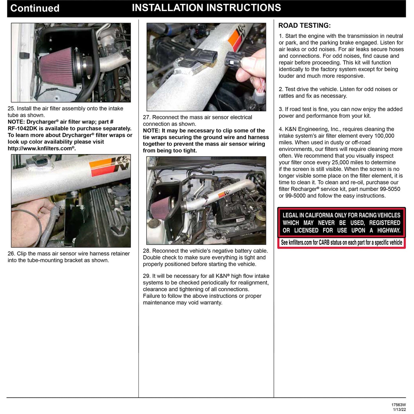 K&N 05-09 Toyota Tacoma L4-2.7L High Flow Performance Kit