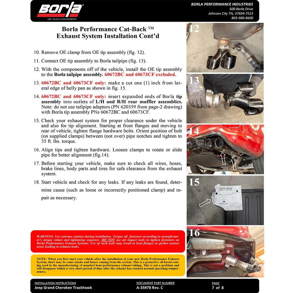 Borla 2018+ Jeep Grand Cherokee TrackHawk 6.2L V8 AWD 3in ATAK CatBack Exhaust (Uses Factory Tips)