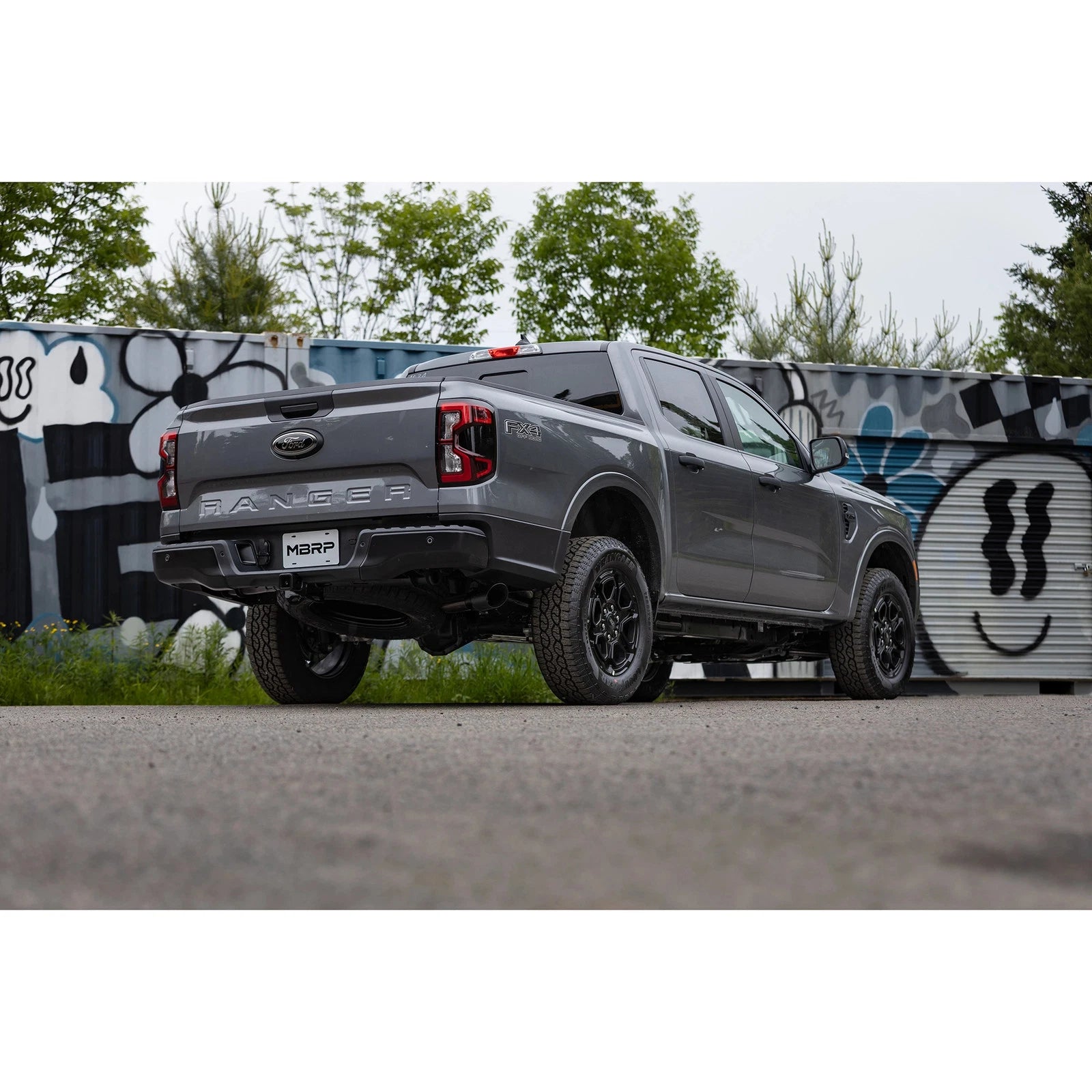 MBRP 2024+ Ford Ranger 2.7L 2.5 into 3in Single Side Exit Cat Back - BLK