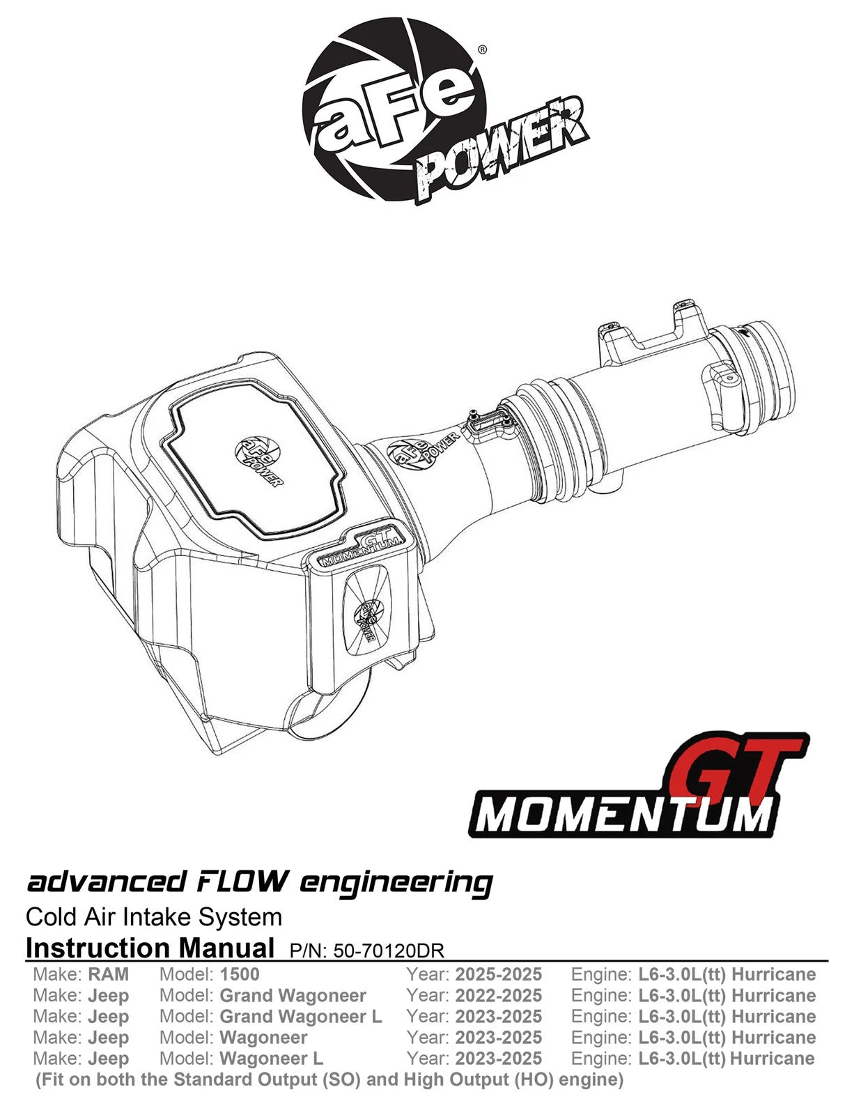 aFe 2025 RAM 1500 L6-3.0L (tt) Momentum GT Red Edition Cold Air Intake w/ Pro Dry S Filter (MOQ 12)
