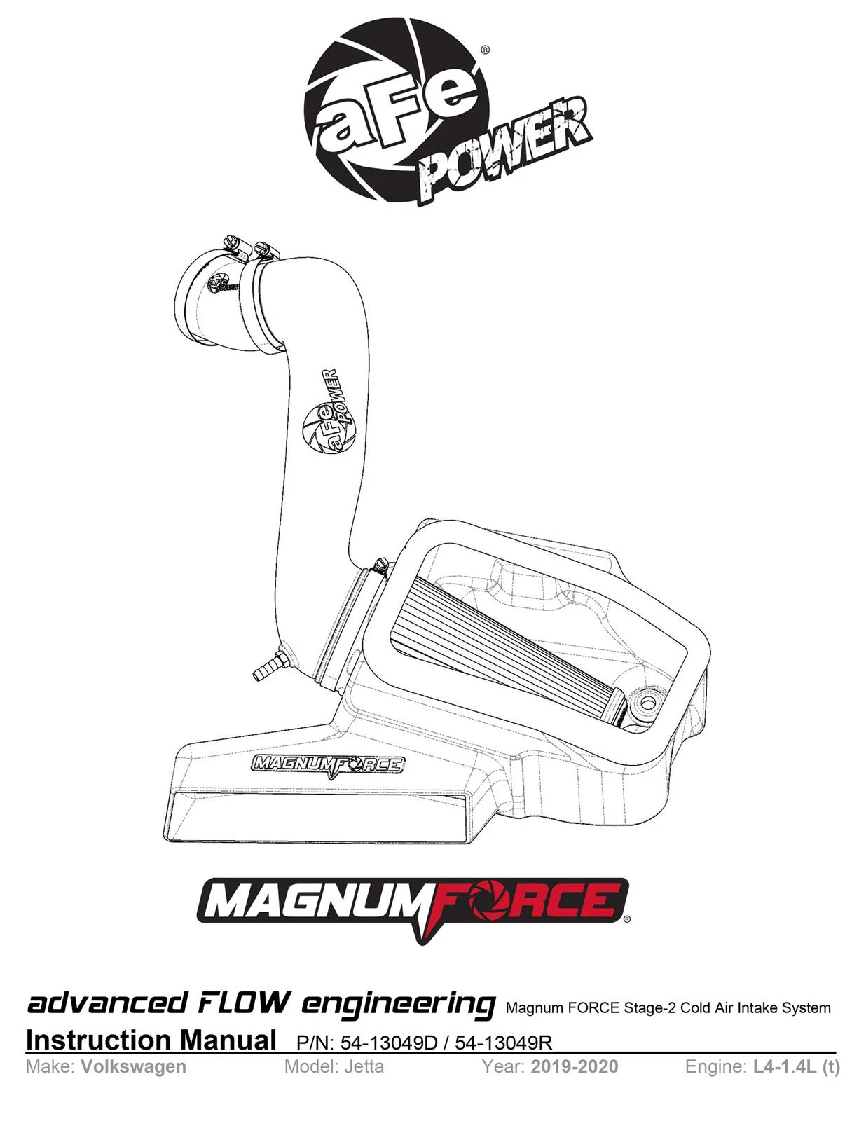 aFe MagnumFORCE Stage-2 Pro DRY S Cold Air Intake System 19-20 Volkswagen Jetta L4-1.4L (t)