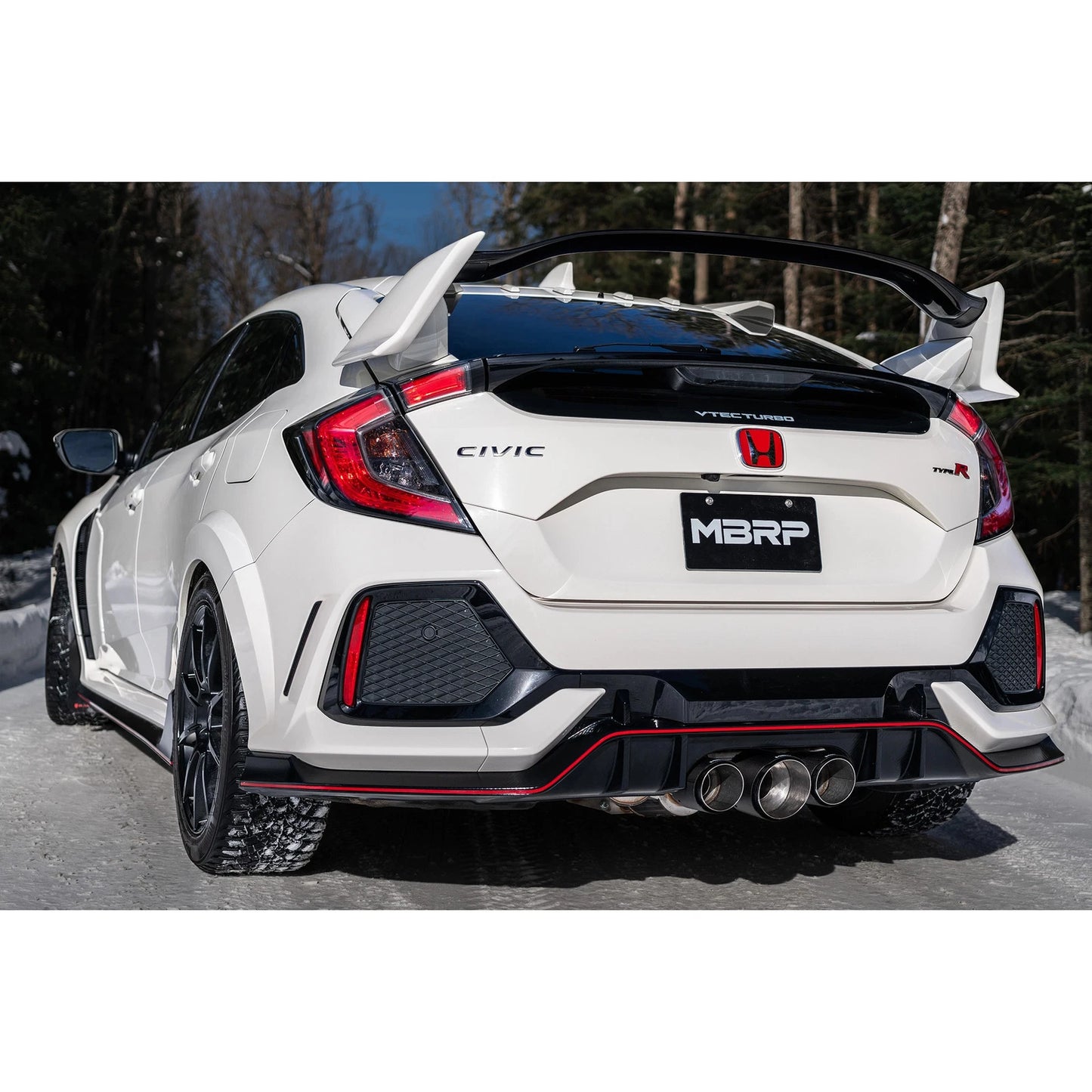MBRP 17-22 Honda Civic Type R 2.0L T304 SS 3in Cat-Back w/Triple Center Outlet- Carbon Fiber Tips