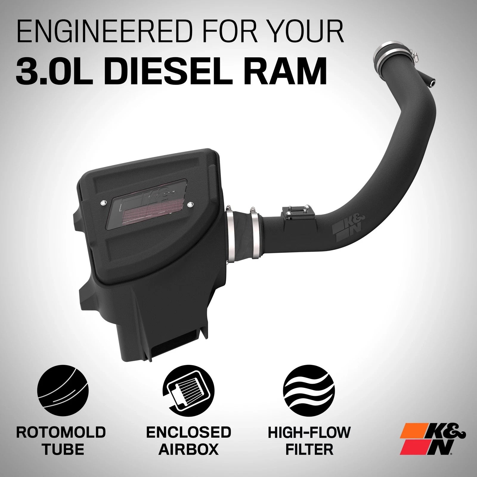 K&N 20-23 RAM 1500 V6 3.0L Diesel Performance Air Intake System