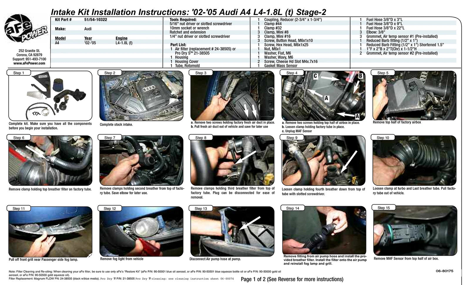 aFe MagnumFORCE Intakes Stage-2 P5R AIS P5R Audi A4 02-05 L4-1.8L (t)