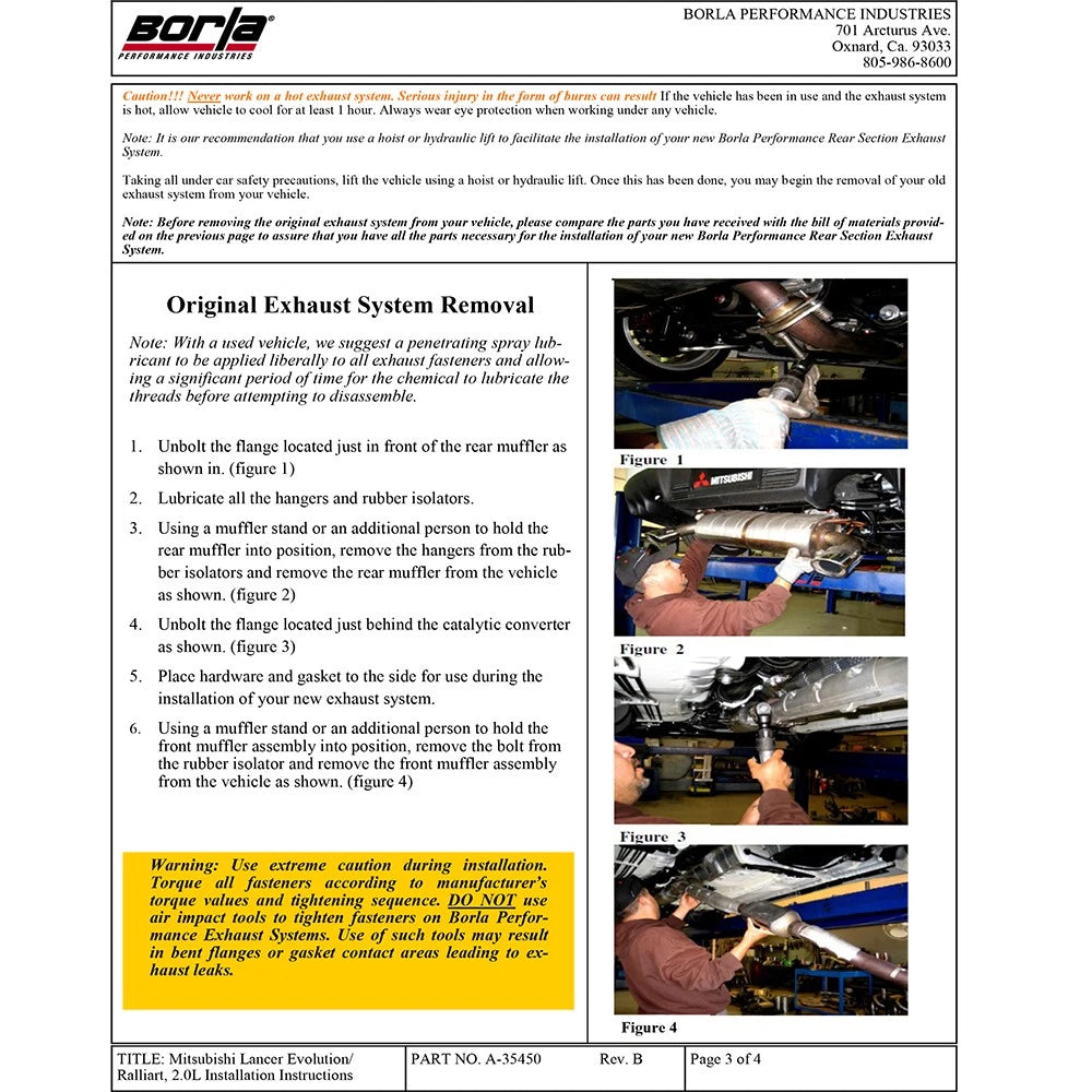 Borla 08-14 Mitsubishi EVO X Catback Exhaust