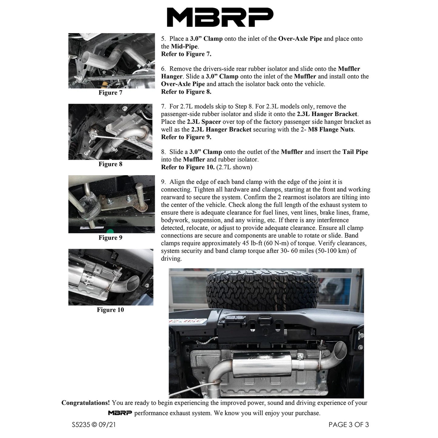 MBRP 21-Up Ford Bronco 2.3L/2.7L EcoBoost 2/4DR Aluminized Steel High Clearance Cat-back Exhaust