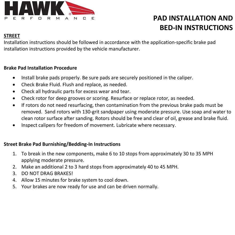 Hawk Porsche HPS Street Front Brake Pads
