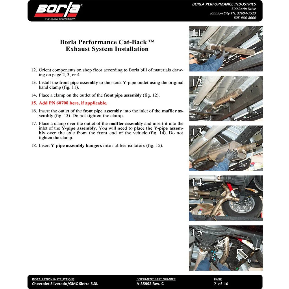 Borla 2019 Chevy Silverado 1500 5.3L V8 CC SB 147.4in WB Touring Cat-Back w/ Quad Square Tips
