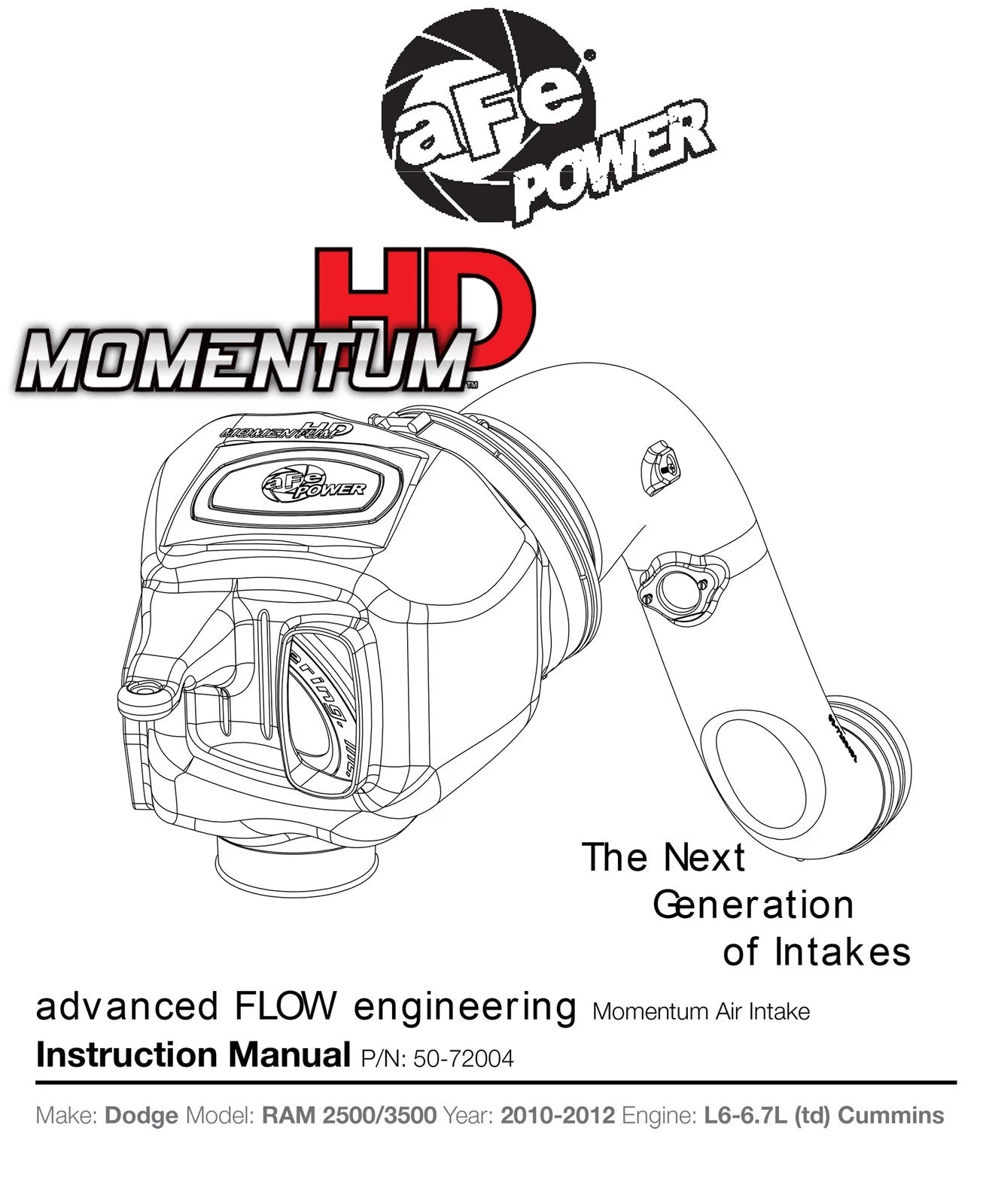aFe Momentum HD Intake 10+ Dodge 6.7L (td) Cummins