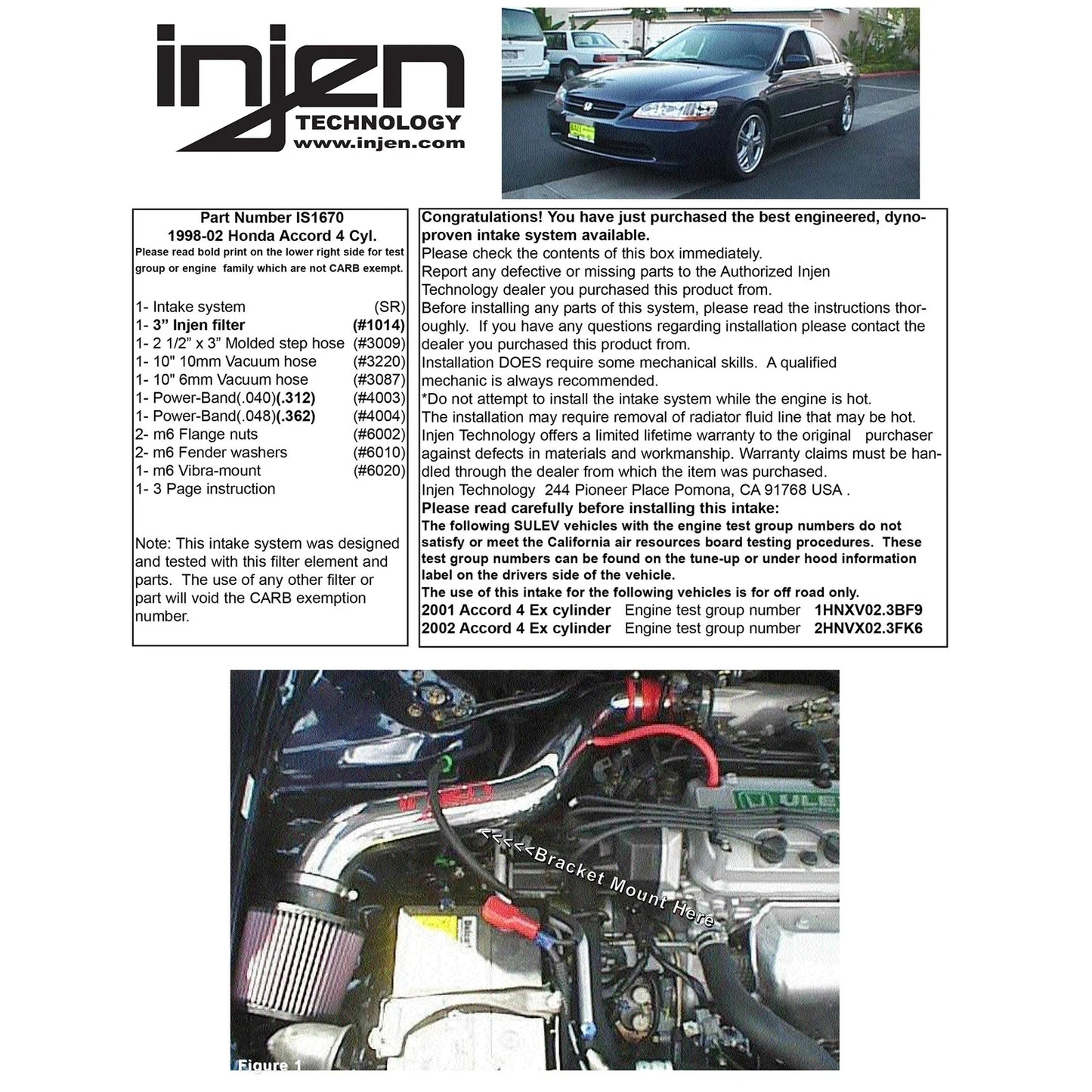 Injen 98-02 Accord 4 Cyl. Polished Short Ram Intake