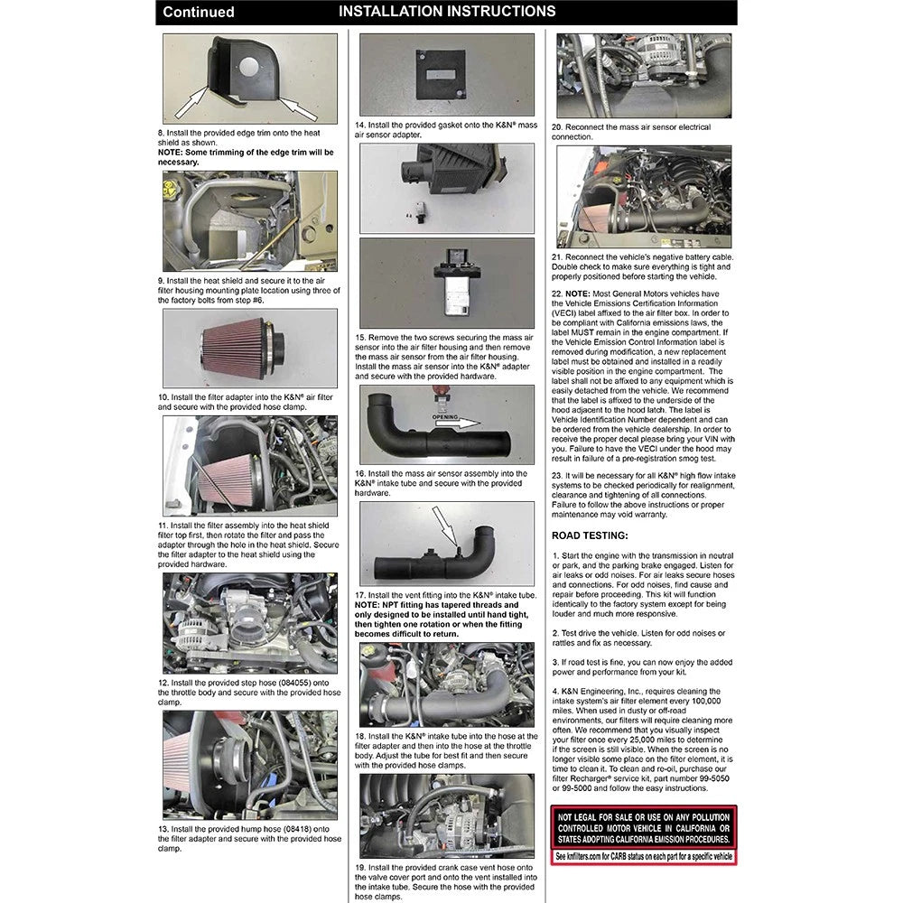 K&N 63 Series AirCharger Performance Intake Kit Chevy/GMC 14 Silverado/Sierra 4.3L V6