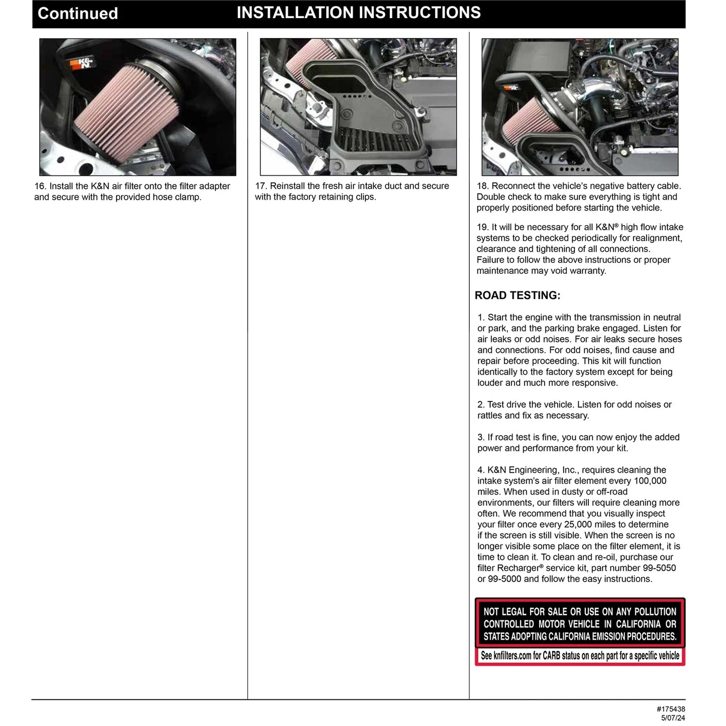 K&N 2024 Toyota Tacoma 77 Series Air Intake