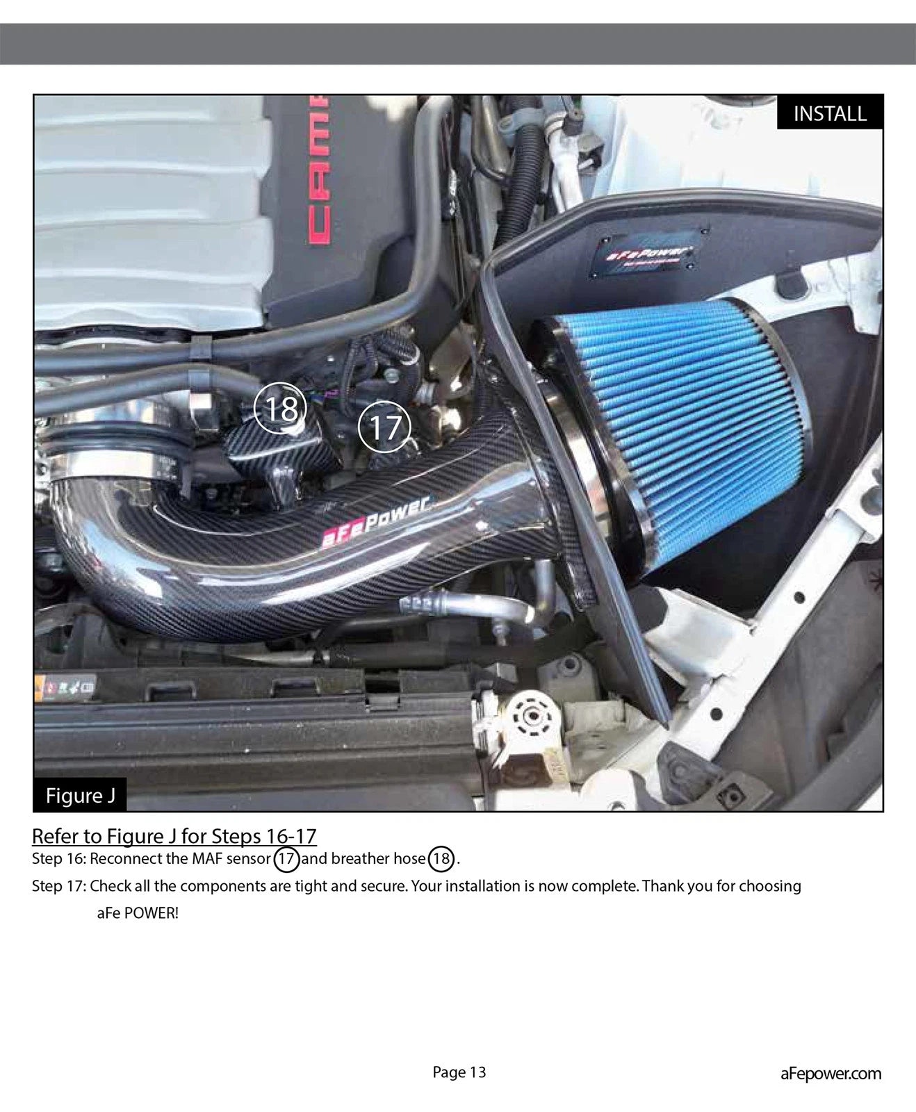 aFe Track Series Carbon Fiber Pro 5R AIS - 16-19 Chevrolet Camaro SS V8-6.2L