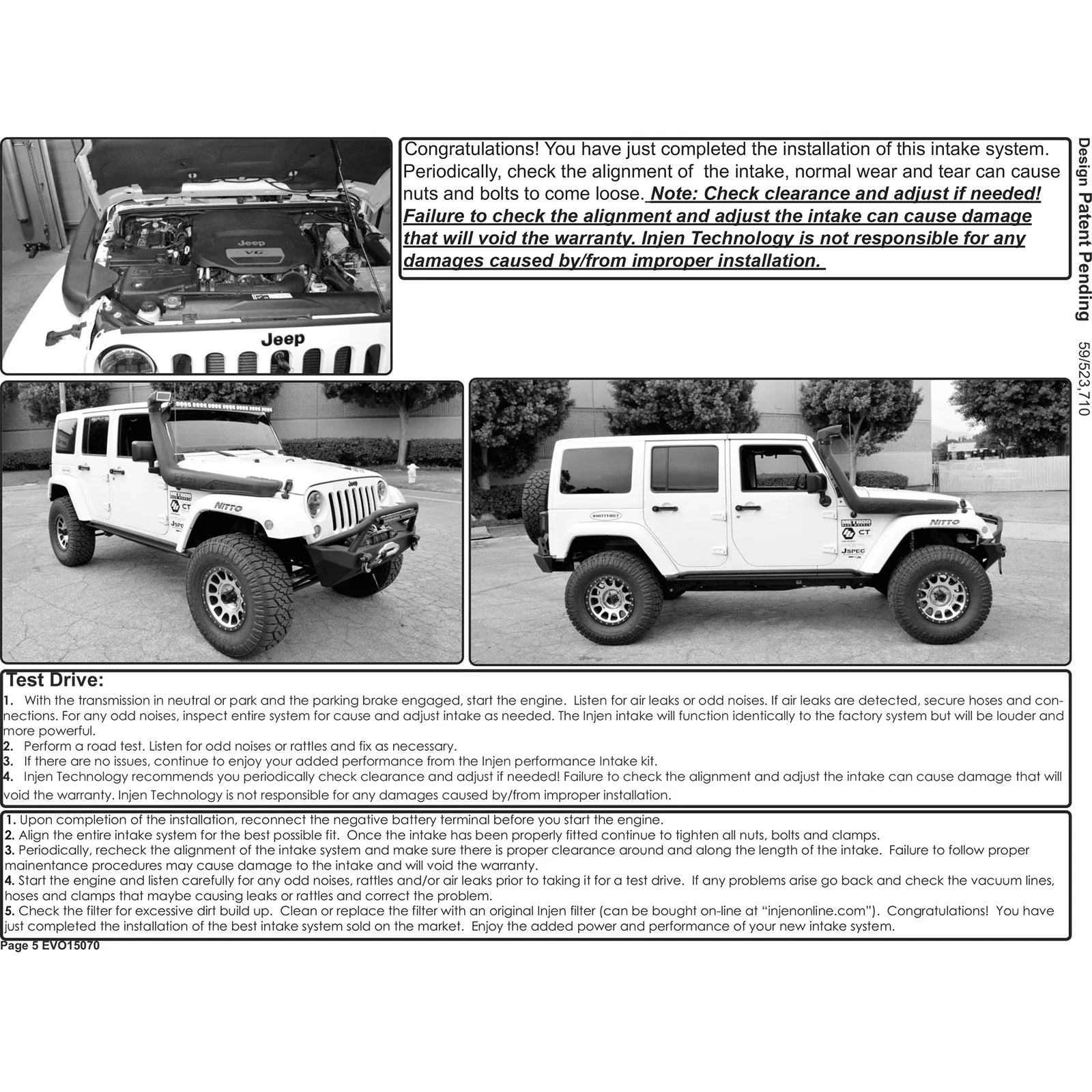 Injen 07-18 Jeep Wrangler (JK) 3.6L V6 Deep Water Crossing Snorkel for Evolution Intake