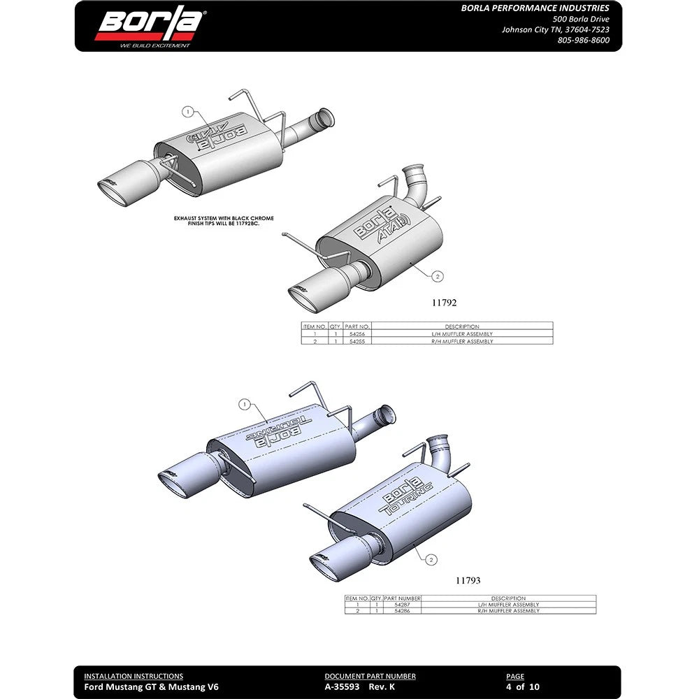 Borla 2011-2012 Ford Mustang GT 5.0L 8cyl 6spd RWD Aggressive ATAK Exhaust (rear section only)