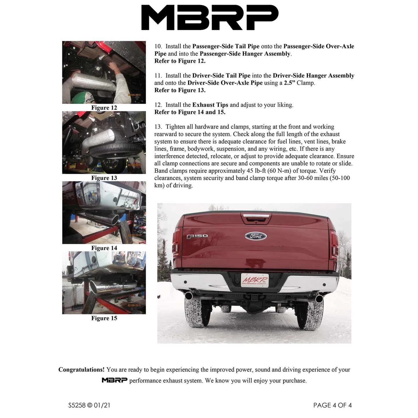 MBRP 2015 Ford F-150 5.0L 3in Cat Back Dual Split Rear Exit Black Exhaust System