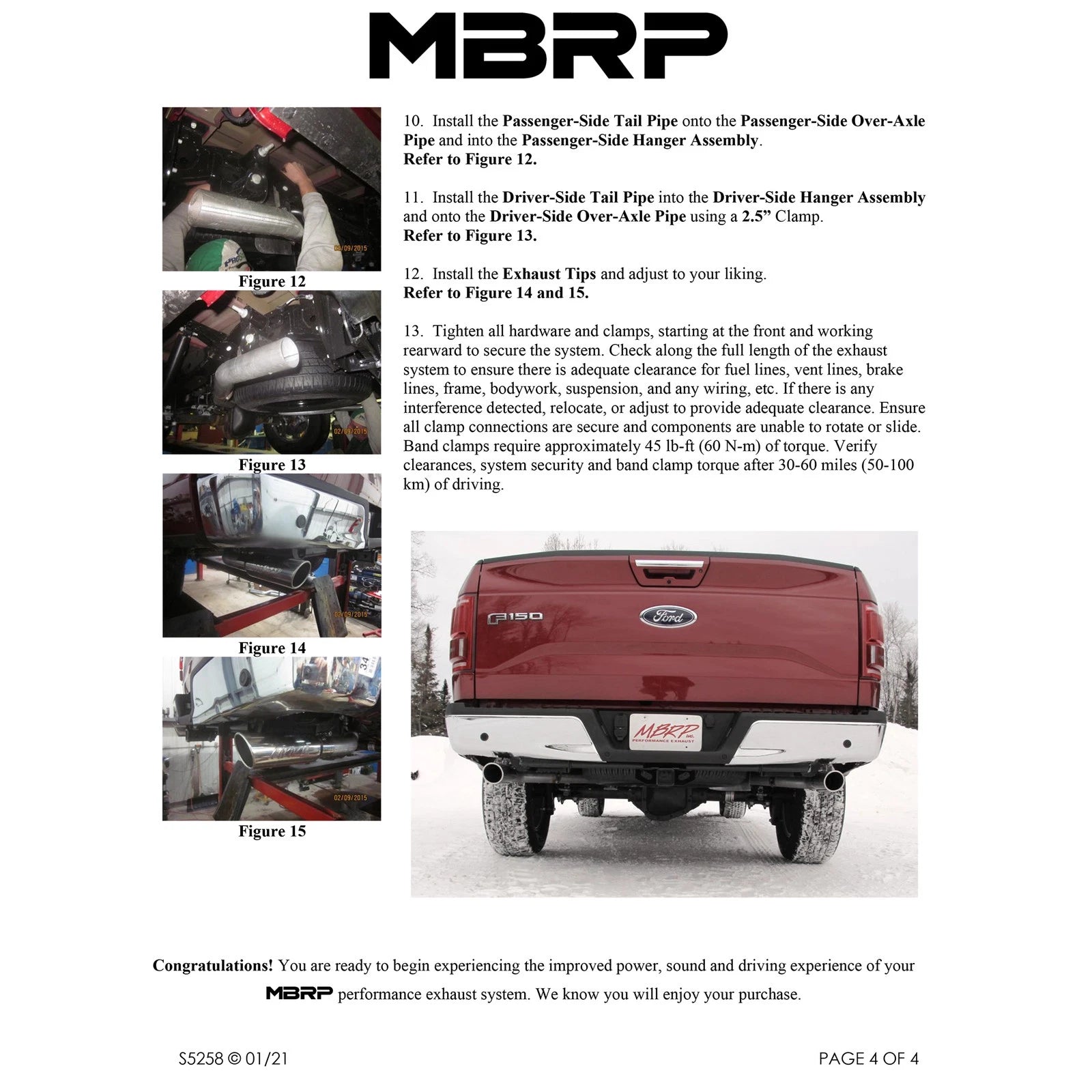 MBRP 2015 Ford F-150 5.0L 3in Cat Back Dual Split Rear Exit Black Exhaust System