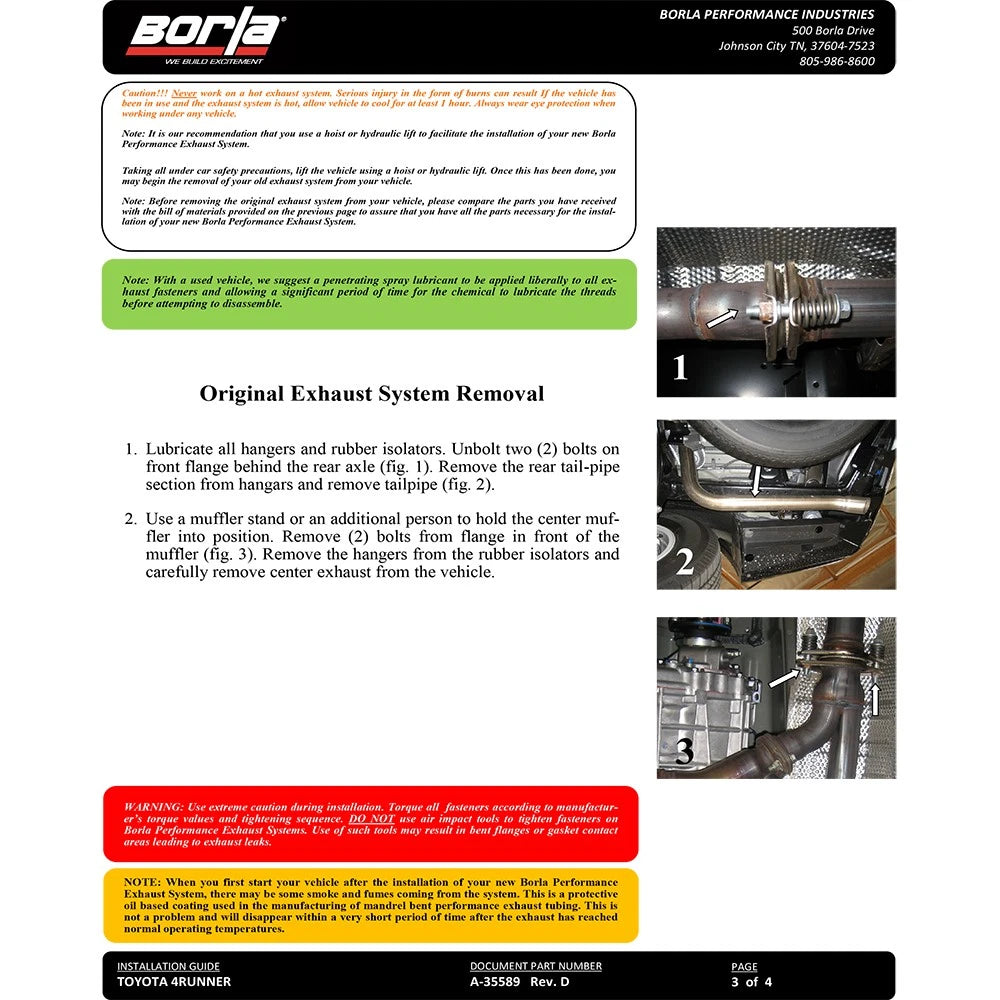 Borla 10-15 Toyota 4Runner Trail/SR5/Limited 4,0L 6cyl 4/5 Speed 4WD/AWD SS Catback Exhaust