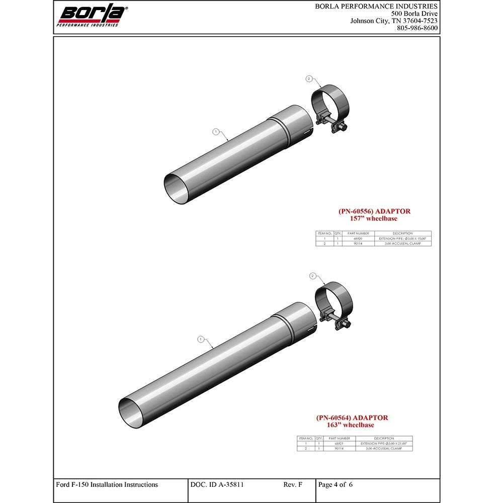 Borla 15-17 Ford F-150 2.7/3.5L V6 / 5.0 V8 2/4WD Black Chrome Angle-Cut Side Exit Catback Exhaust