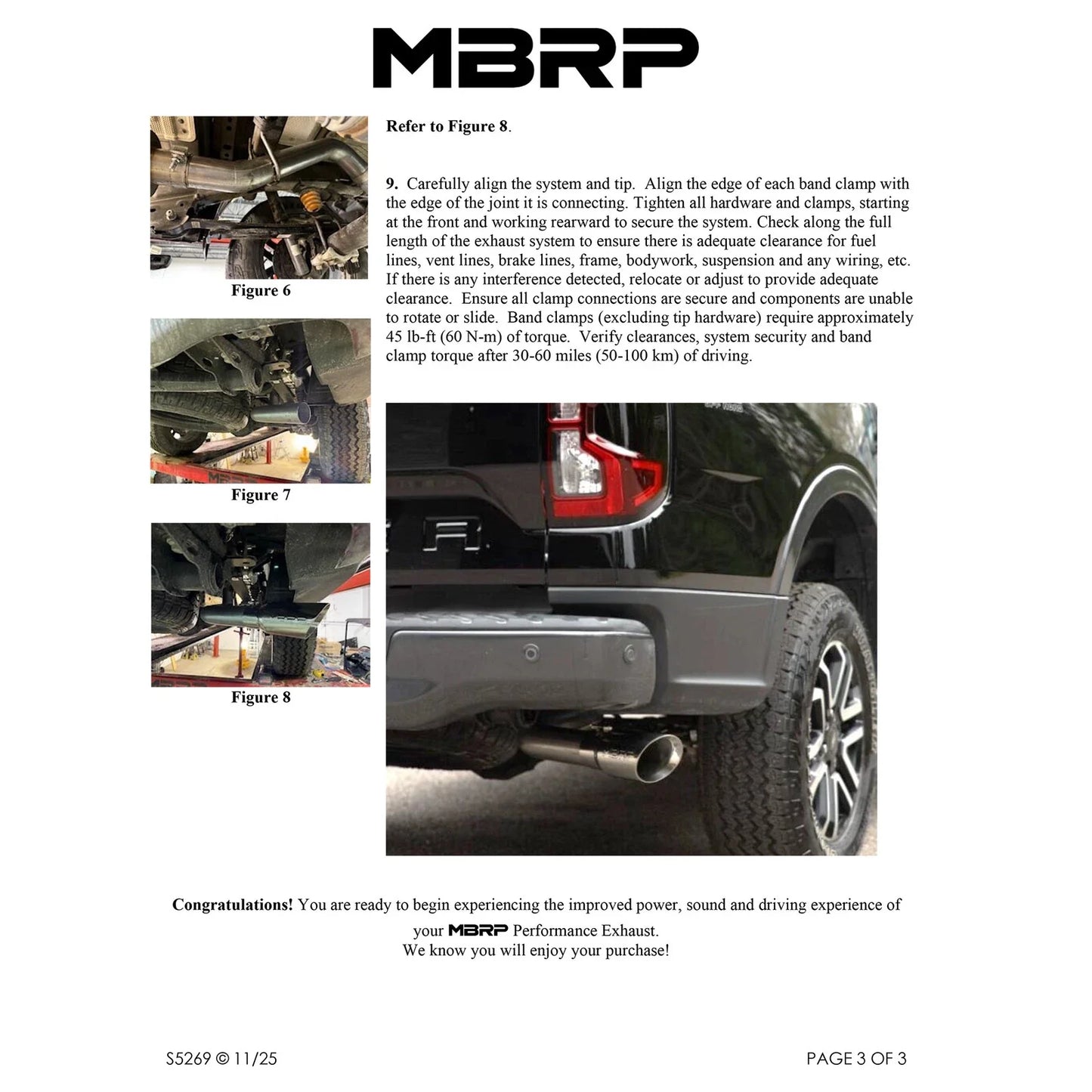 MBRP 2024 Ford Ranger T304 SS Single Side Outlet 3in Cat Back Exhaust