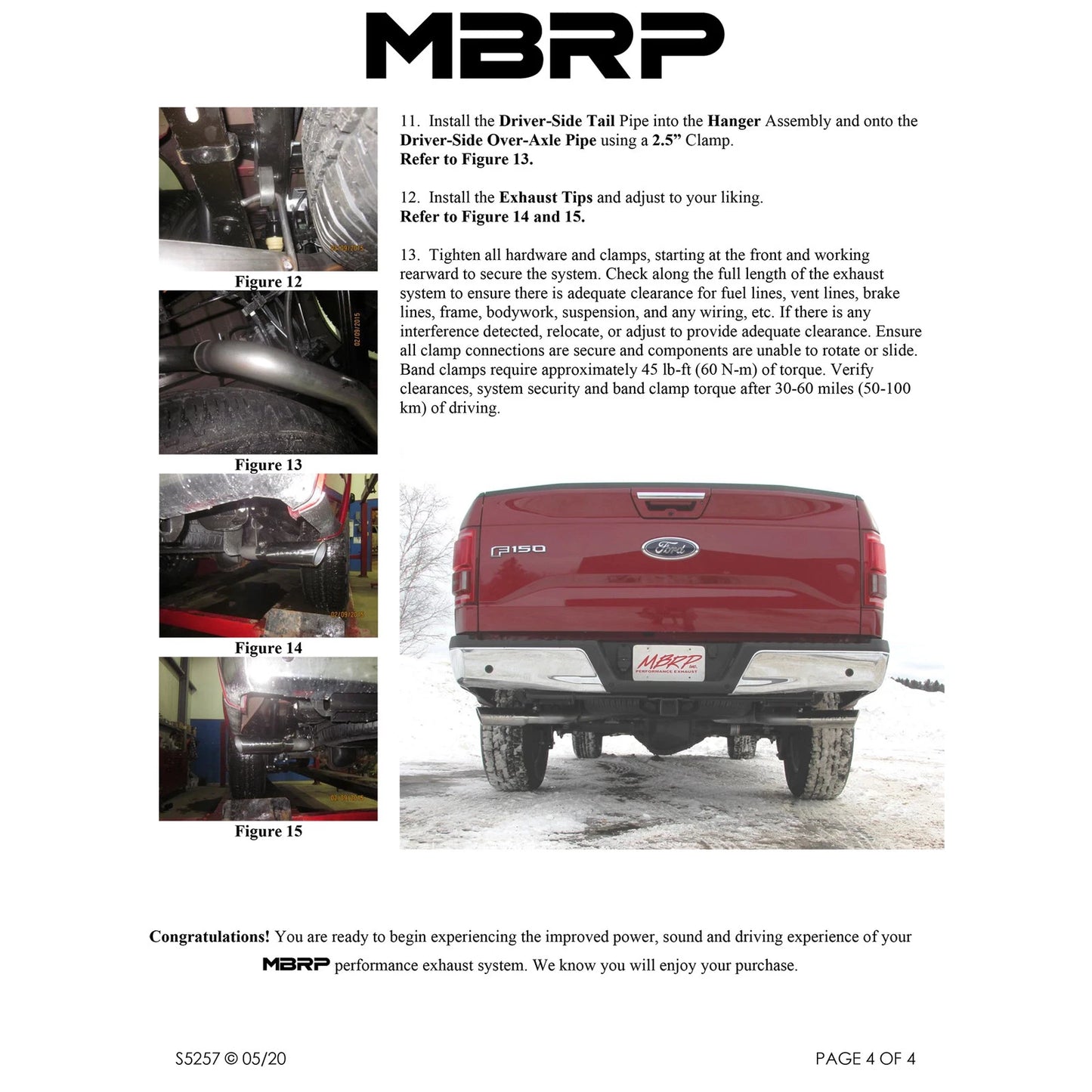 MBRP 2015 Ford F-150 5.0L 3in Cat Back Dual Split Side Exit AL Exhaust System