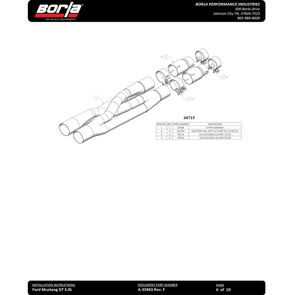 Borla 2018 Ford Mustang GT 5.0L AT/MT 3in ATAK Catback Exhaust w/ Valves